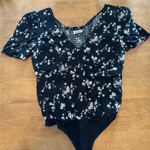A&F black floral bodysuit